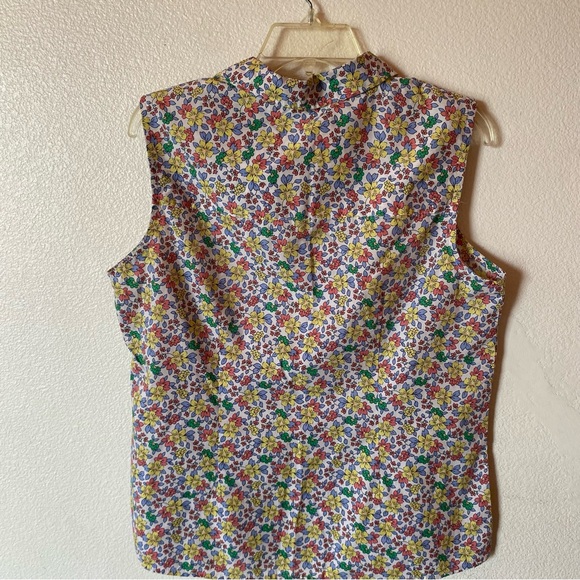 H7 Basic editions shirt Womens L large Floral Sleeveless Button-Up Top - Picture 5 of 7